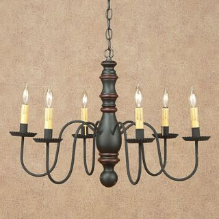 Manassas 6 arm Chandelier   Choose from 4 Colors  Country Colonial