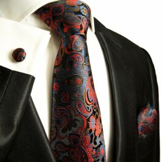 885CH New Elegant Paul Malone Paisley Silk Tie Set