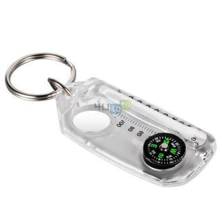 Portable Compass Thermometer Keychain Magnifying Glass Keyring
