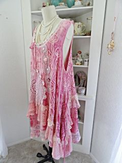 Beautiful Magnolia Pink Tunic Dress Pearl Buttons Laces