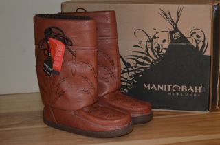 New Handcrafted Manitobah Mukluks Boot Brown Womens 9M Mens 7 Leather