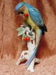 Macaw Parrot Bird Figurine Porcelain Ens German