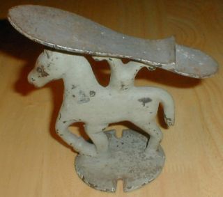 Antique Primitive Cast Iron Horse Shoe Shine Stand c1800s Great Patina