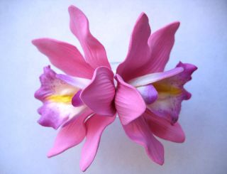 Hawaiian Wedding Orchid Foam 2 Flower Hair Clip Purple