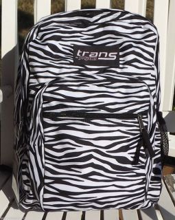 NWT Trans by Jansport Supermax Black White Zebra Large Backpack School