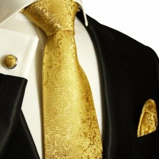 902CH Necktie Set Silk Tie Gold Paul Malone Silk Necktie Set