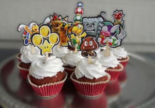 New Super Mario Bros Brothers Cupcake Cake Toppers Birthday Party