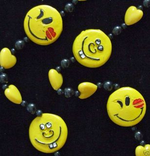 Smiley Face Goofy Mardi Gras Beads Necklace New Orleans