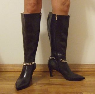 New Marina Rinaldi Leather Boots 40 10 US Brown Heels Italian
