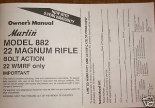 Marlin Model 882 22 Magnum Bolt Action Rifle Manual