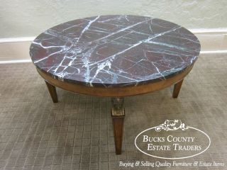 Beacon Hill Old Colony Egyptian Revival Round Marble Top Coffee Table