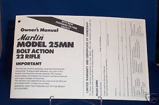 Marlin Model 25MN Bolt Action 22 Rifle Manual