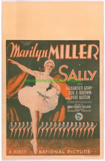Sally Movie Poster 1929 Musical Marilyn Miller