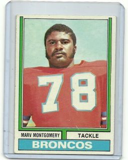 Marv Montgomery Topps NFL 1974 37 Card Denver Broncos Tackle w New