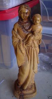 Old Israel Made Carved Olive Wood Statue Jesus Mary
