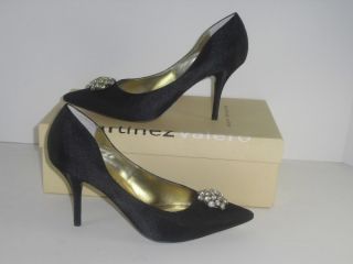 Martinez Valero 7 5 M April Black Satin Pump Heel Womens Shoes