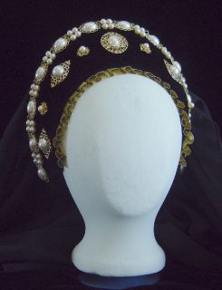 LADY MARY Tudor Renaissance French Hood Headpiece Hat 4 Dress Gown