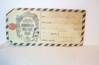  HAWAIIAN HOLIDAY 1966 Airline Baggage Tag PHILCOS Mary Ann Mobley
