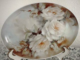 RARE FIND Mary Ellen Haggerty HANDPAINTED WHITE ROSE PLATE CHINA