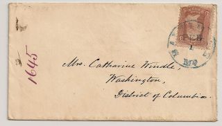 1863 Blue Baltimore MD Straight Line Advertised 1 Cent Cover