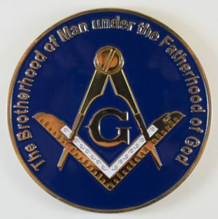 Auto Emblem Masonic Blue Lodge Under God Metal Enamel Freemason Mason