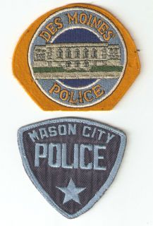 Vintage Des Moines and Mason City Iowa Police Patches 1950S