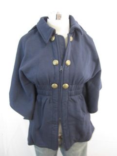 New Material Girl Navy Blue Double Button Zipper Poncho Jacket XLarge