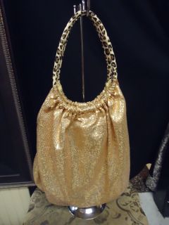 Material Girl by Madonna Gold Sequin Handbag w Cheetah Metallic Purse