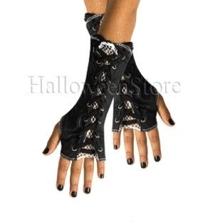 Lace Up Glovettes Fingerless Gloves 80s Material Girl