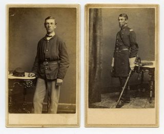 Mathew Brady CDVs of Father and Son Rhode Island Civil War Soldiers
