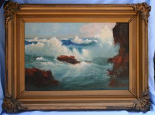 Marston 1886 Seascape Oil on Canvas Painting