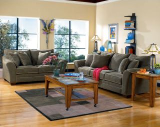NORWICH   NEW CONTEMPORARY MICROFIBER OLIVE SOFA COUCH SET LIVING ROOM