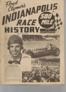 Floyd Clymers 1946 Indianapolis 500 Yearbook Supplement George Robson
