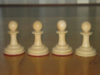  Staunton Chess Pieces 4 Pawns circa 1890 from Set probably by Whitty