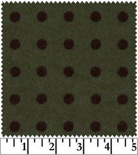 Maywood Studios Woolies Flannel Fabric Olive Green Black Dot 4 Yds