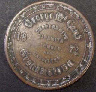New Zealand 1874 G Mccaul Grahamstown Penny Token