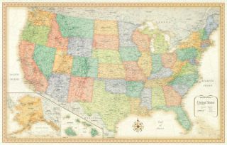 Rand McNally United States US USA Wall Map Framed