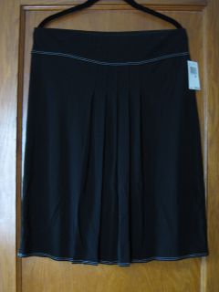 Max Studio Wide Waist Black Pleated Knee Length Dress Skirt   Ladies M