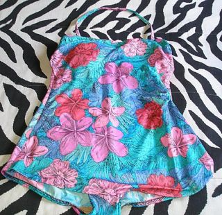 Vintage Maxine of Hollywood Floral Swim Suit Size 18