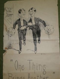 1920s Pen Ink Drawing of Actors Signed After McAuley
