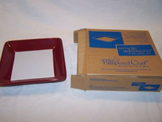 Pampered Chef Small Square Cranberry Plates Simple Additions 2052
