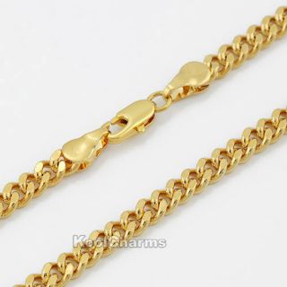 Mens Boys 18K Yellow Gold Filled Curb Link Chains Necklace GF