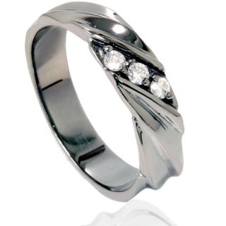 Mens Diamond Ring 14K Black Gold Gunmetal Color High Polised Wedding