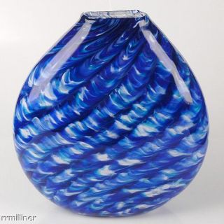 Callahan Mcvay Hand Blown Flat Blue Glass Vase 29 45