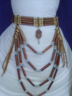 Native American Handmade pow WOW Choker Necklace Wood Beads