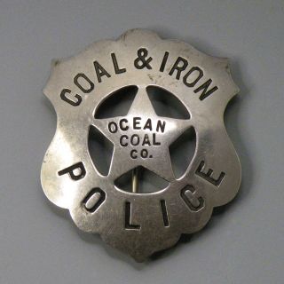 Coal Iron Police Badge Ocean Coal Company Westmoreland County Penna