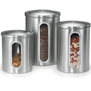 New Polder Stainless Steel Window Canister Set with Lids 2DaysShip