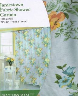 Meijer Jamestown Floral Fabric Shower Curtain Blue Yellow Gold Roses