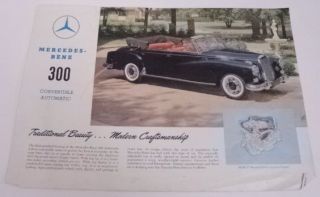Mercedes Benz 1955 300 Convertible Sales Brochure