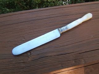 Antique Meridan Cutlery Co MOP Pearl Handle Knife Sterling Fleur De
